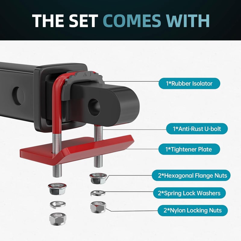 CROSSHIP Hitch Tightener for 1.25" and 2" - Anti Rattle Clamp, Heavy Duty Hitch Stabilizer Easy Installation, Reduce Movement on Mount Tray Cargo Carrier Bike Rack Trailer Ball, Red - Image 5